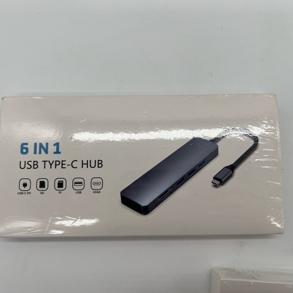 USB 6 In 1 Type C Hub/4 Port USB 3.0 Splitter/ USB Gigabit Ethernet HB051 Pack - Picture 2 of 5